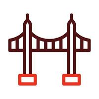 Vincent Thomas Bridge Vector Thick Line Two Color Icons For Personal And Commercial Use.