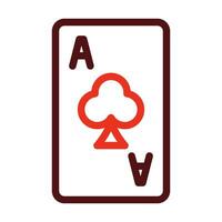 Ace Of Clover Vector Thick Line Two Color Icons For Personal And Commercial Use.