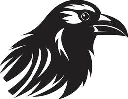 Premium Raven Monochrome Badge Graceful Raven Silhouette Icon vector