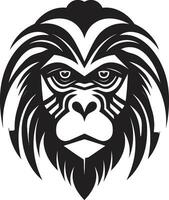 Wildlife Monkey Insignia Bold Baboon Face Design vector