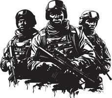 Militant Shadows Monochrome Vector Art Celebrating Armys Watch Resolute Soldiers Black Vector Depiction of Silent Resolve