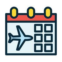 Flight Date Vector Thick Line Filled Dark Colors Icons For Personal And Commercial Use.