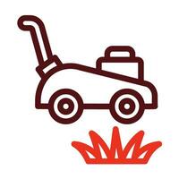 Lawn Mower Vector Thick Line Two Color Icons For Personal And Commercial Use.