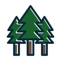 Pine Trees Vector Thick Line Filled Dark Colors Icons For Personal And Commercial Use.