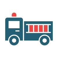 Fire Truck Vector Glyph Two Color Icon For Personal And Commercial Use.