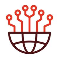 Global Network Vector Thick Line Two Color Icons For Personal And Commercial Use.
