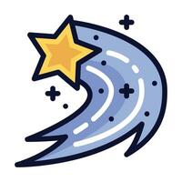 Shooting star filled line icon vector