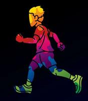 A Boy Start Running  Colorful Graffiti vector