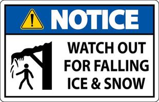 Notice Sign Watch Out For Falling Ice And Snow vector