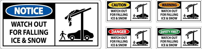 Caution Sign Watch Out For Falling Ice And Snow vector