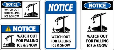 Notice Sign Watch Out For Falling Ice And Snow vector