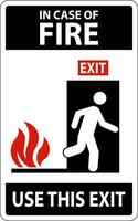 In Case Of Fire Sign Use This Exit vector