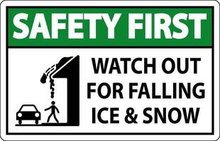 Safety First Sign Watch Out For Falling Ice And Snow vector