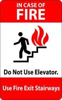 In Case Of Fire Sign Do Not Use Elevators, Use Fire Exit Stairways vector