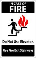 In Case Of Fire Sign Do Not Use Elevators, Use Fire Exit Stairways vector