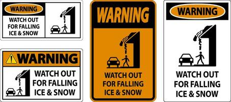 advertencia firmar reloj fuera para que cae hielo y nieve vector