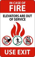 In Case Of Fire Sign Use Exit, Elevators Are Out of Service vector