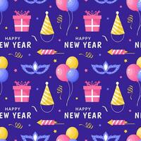 Happy New Year 2024 Seamless Pattern Illustration with Elements Decoration New Years Background vector