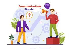 Communication Barrier Vector Illustration with Bad Communications, Disagreements and Problems to Misunderstanding Create Confusion in Flat Background