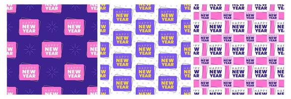 Set of Happy New Year 2024 Seamless Pattern Illustration with Elements New Years Background Design vector