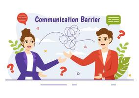 Communication Barrier Vector Illustration with Bad Communications, Disagreements and Problems to Misunderstanding Create Confusion in Flat Background