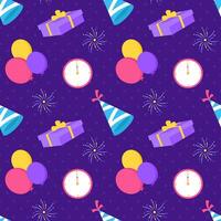 Happy New Year 2024 Seamless Pattern Illustration with Elements Decoration New Years Background vector