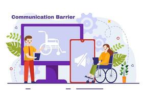 Communication Barrier Vector Illustration with Bad Communications, Disagreements and Problems to Misunderstanding Create Confusion in Flat Background