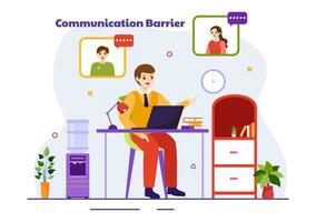 Communication Barrier Vector Illustration with Bad Communications, Disagreements and Problems to Misunderstanding Create Confusion in Flat Background