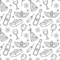 Happy New Year 2024 Seamless Pattern Illustration with Elements Decoration New Years Background vector