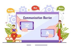 Communication Barrier Vector Illustration with Bad Communications, Disagreements and Problems to Misunderstanding Create Confusion in Flat Background