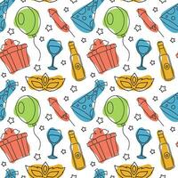 Happy New Year 2024 Seamless Pattern Illustration with Elements Decoration New Years Background vector