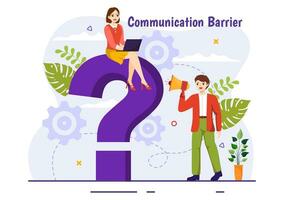 Communication Barrier Vector Illustration with Bad Communications, Disagreements and Problems to Misunderstanding Create Confusion in Flat Background