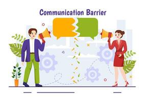 Communication Barrier Vector Illustration with Bad Communications, Disagreements and Problems to Misunderstanding Create Confusion in Flat Background