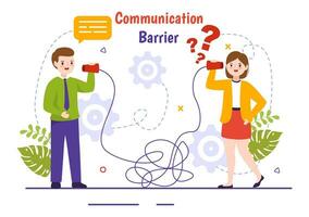 Communication Barrier Vector Illustration with Bad Communications, Disagreements and Problems to Misunderstanding Create Confusion in Flat Background