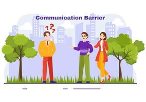 Communication Barrier Vector Illustration with Bad Communications, Disagreements and Problems to Misunderstanding Create Confusion in Flat Background