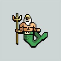 Pixel art illustration Poseidon. Pixelated Greek Poseidon. Greek Mythology Poseidon pixelated for the pixel art game and icon for website and video game. old school retro. vector