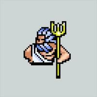 Pixel art illustration Poseidon. Pixelated Greek Poseidon. Greek Mythology Poseidon pixelated for the pixel art game and icon for website and video game. old school retro. vector