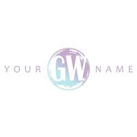 gw inicial logo acuarela vector diseño