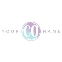 CO Initial Logo Watercolor Vector Design