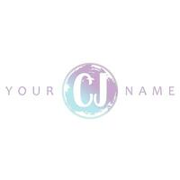 CJ Initial Logo Watercolor Vector Design