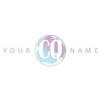 CQ Initial Logo Watercolor Vector Design