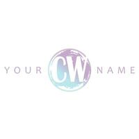 CW Initial Logo Watercolor Vector Design