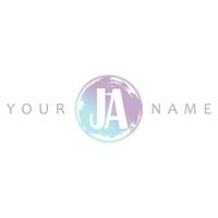 JA Initial Logo Watercolor Vector Design