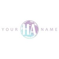 HA Initial Logo Watercolor Vector Design