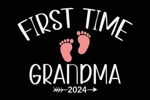 First time grandma 2024 for granny to be T-Shirt Design vector