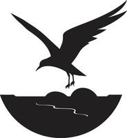 Mystic Charm Black Emblem in Seagull Sculpted Majesty Seagull Icon in Vector