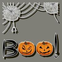 Illustration on theme sticker for celebration holiday Halloween with orange pumpkins vector