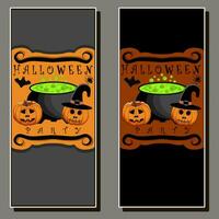 Illustration on theme sticker for celebration holiday Halloween with orange pumpkins vector