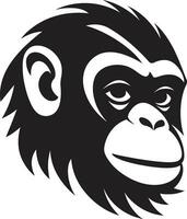 elegante sencillez negro vector mono logo diseño fuerza y inteligencia negro chimpancé icono