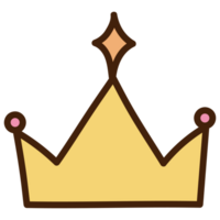 Hand drawn crown symbol. Yellow royal doodle png